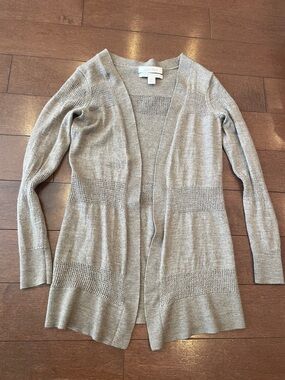 Ellen Tracy Dark Beige Open-Front Knit Cardigan